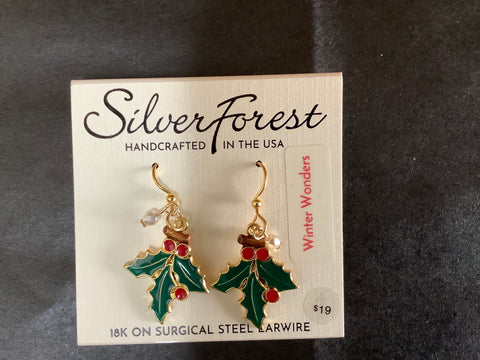 NE-2323 Silver Forest Holiday Earrings