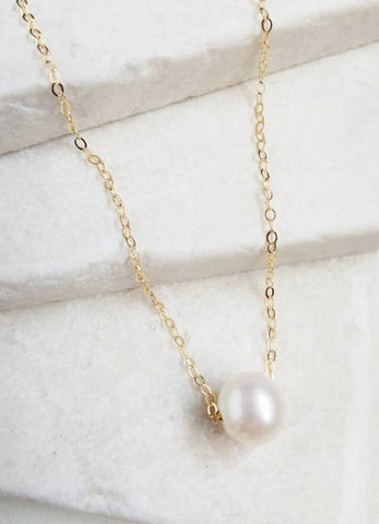 Sosie Designs - Gold Floating White Pearl Necklace