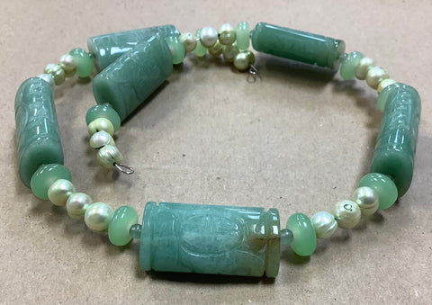 Jade-Like Beads with Mint Green Pearl Beads by Kellee