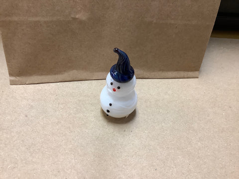 Hand Blown standing Snowman by local artist Cheryl