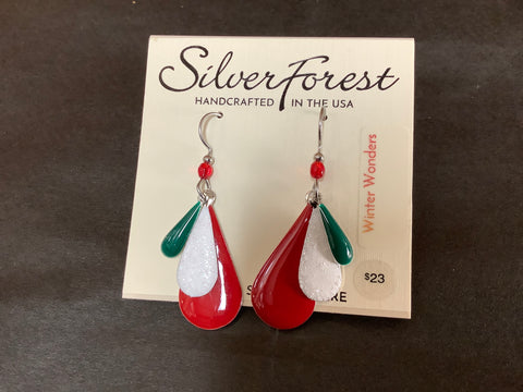 NE-1987A Silver Forest Holiday Earrings