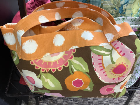 Satchel Tote in Pinks, Oranges, and Browns by Carol