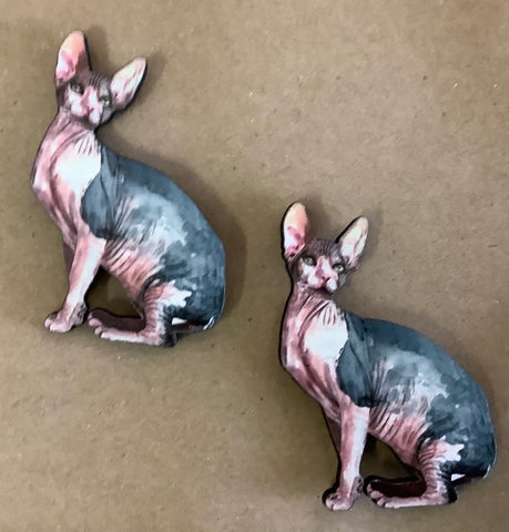 Small Wood  Hairless Cat Magnet by Jen (one per purchase)