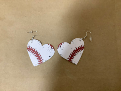 Baseball Earrings in the Shape of Hearts by GG