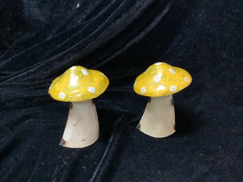Small Yellow Tin Mushrooms ( choice of one per purchase)….4”