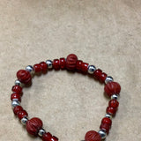 Red  Glass Beads and Silver beads