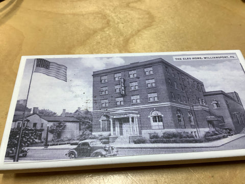 The Elks Home Williamsport, Pa. on a Tile by local artist Elaine