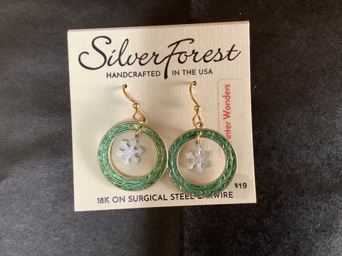 NE2320 Silver Forest Holiday Earrings