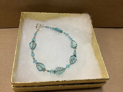 Light Blue Leaf Bracelet by  Artist Caitlin