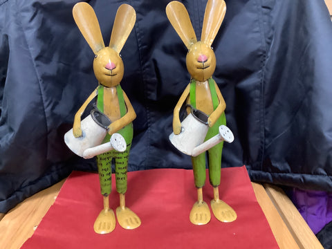 Recycled Tin Rabbit with Watering Can (one per purchase)