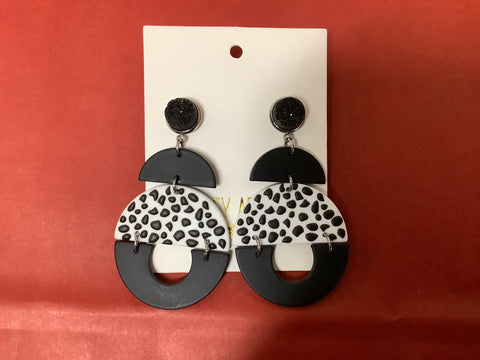 Black and White Circle Earrings