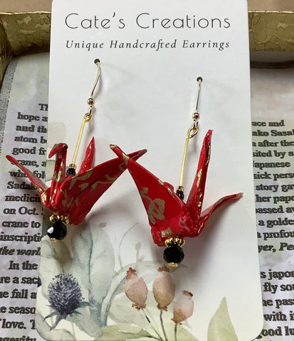 Origami Washi Paper Crane Earrings by Caitlin