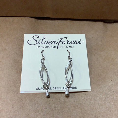 NE-1624 Silver Forest on surgical steel ear wires