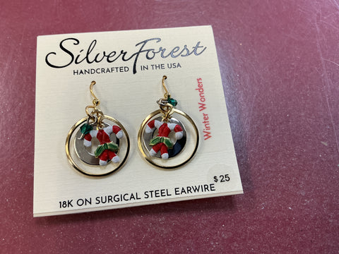 Ne-2334 Silver Forest Holiday Earrings winter wonderland collection