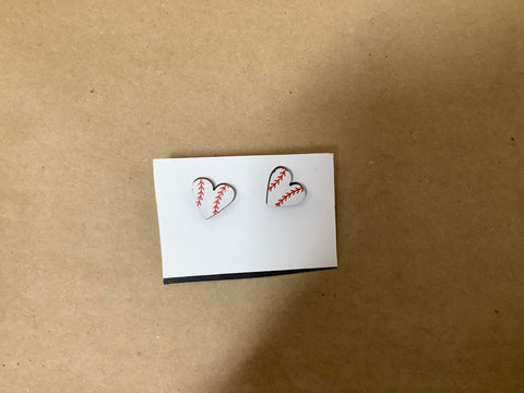 Small Baseball Heart Studs by GG
