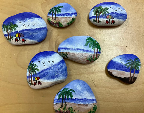 Beach Scene Painted Rocks by Cecelia (one per purchase)