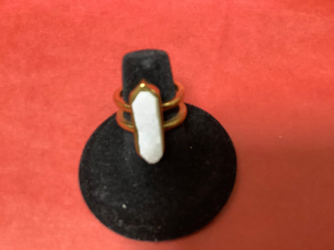 White Druzy Ring in Gold