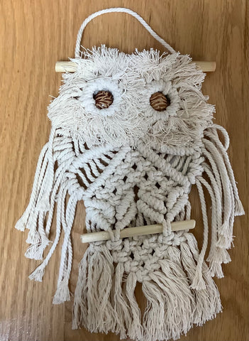 Small Macrame Owl Wall  Hanging by Nancy
