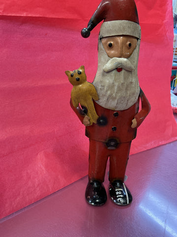 Tin Santa Holding Teddy Bear MH7407