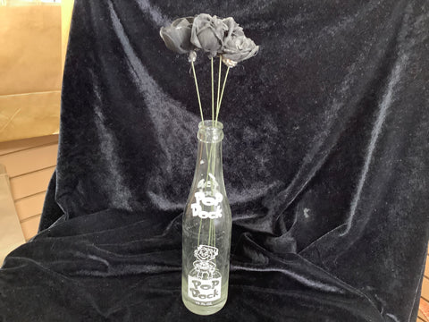 Vintage Soda Bottle “POP ROCK” with 4 Wood Flowers by Kellee