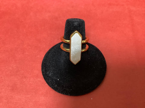 White Druzy Ring in Gold