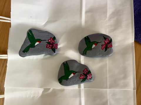 Hand Painted Hummingbird Rocks by Cecelia (one per purchase)