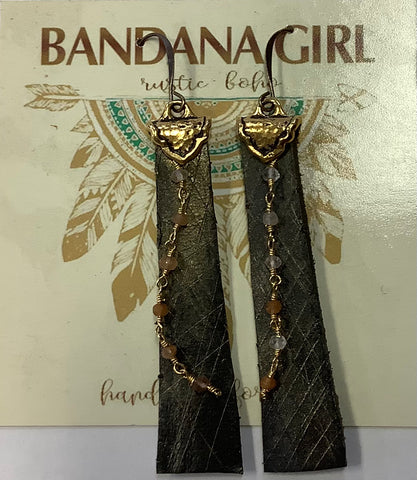 #413 Bandana Girl Leather and Beaded