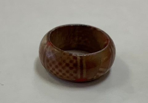 Wooden ring tan and woven size 5.5
