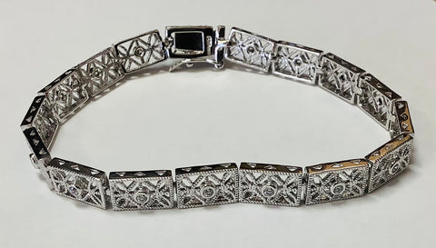 Sterling silver link bracelet w/ Swarovski crystals MKD
