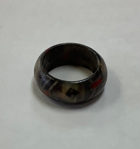 Wooden ring black w/ red size 6