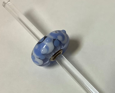 Unique Trollbeads Baby blue & white with textured bumps