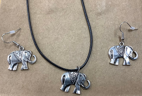 Elephant set on leather cord