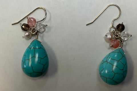 Turquoise-Like Beads with Many Tiny Colored Beads by MKD