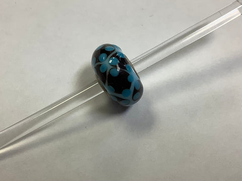 Unique Trollbead Teal Flowers and Brown