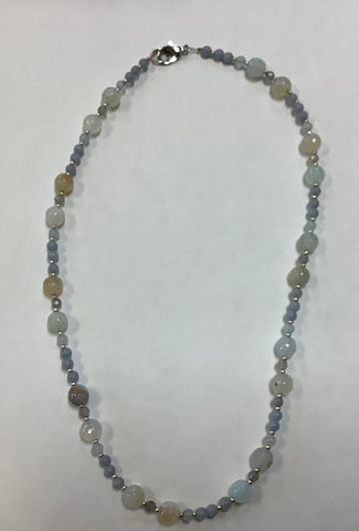 Blue, white & silver gemstone necklace by Caitlin