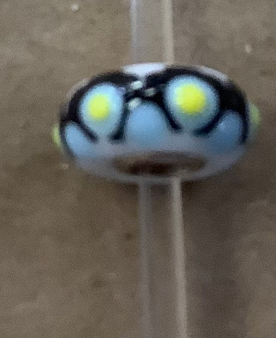 Troll Unique White Bead with Black Accents and Yellow Dots
