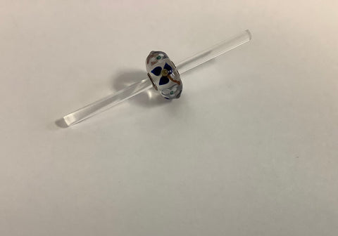 Unique Trollbeads blue and white flowers