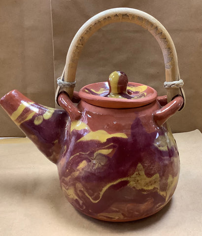 Purple and Yellow Pottery Teapot by Kirsten