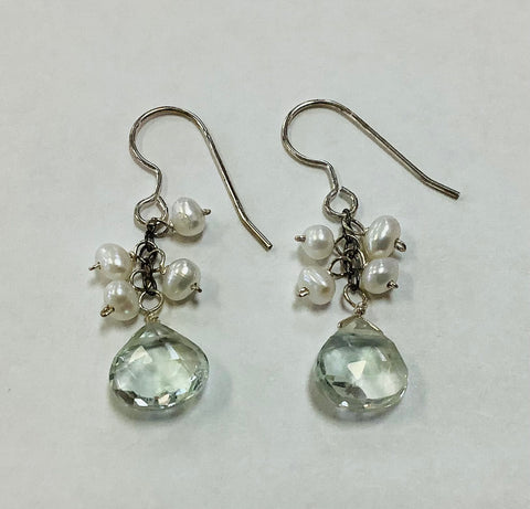 Crystal & Pearl sterling silver earrings MKD