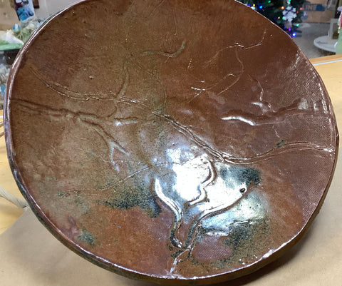 Brown Pottery Slab Bowl by Kirsten