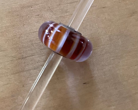 Unique Trollbeads amber and white stripes