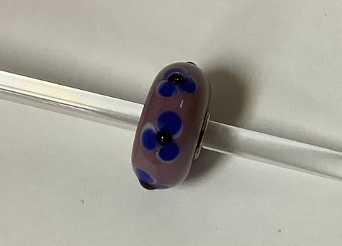 Unique Trollbeads purple with blue flowers