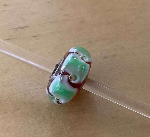 Unique Trollbead brown green and white
