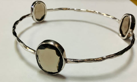 Sterling silver Smokey Quartz bangle MKD