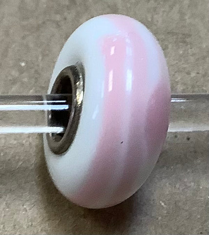 Troll Unique White Bead with Swirls of Pink