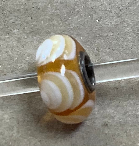 Troll Unique Gold Bead with White Swirls
