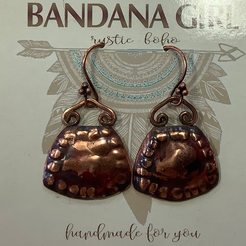 #419 Bandana Girl Copper Earrings
