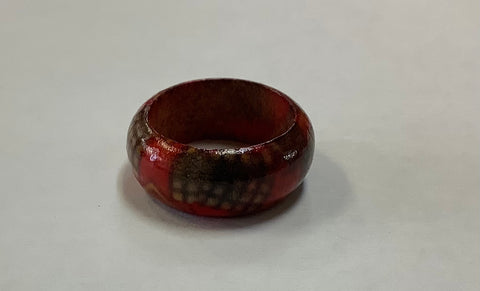 Wooden ring red and woven size 7
