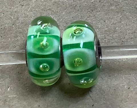 Troll Unique Green Bead with Light Green Bubbles and Dots (one bead per purchase)