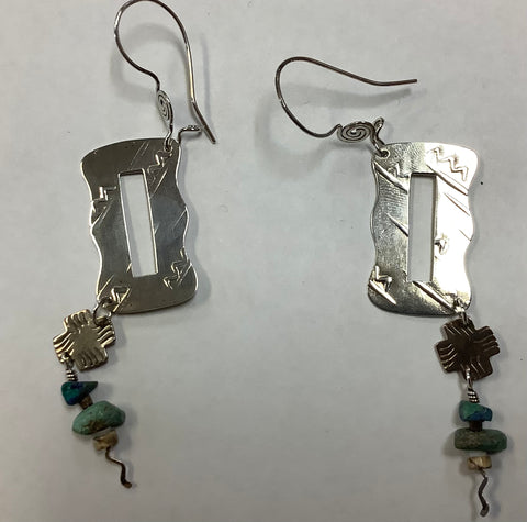 Sterling Silver Earrings with Turquoise Nuggets by MKD